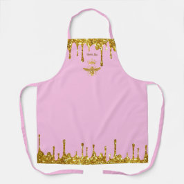 Imitate Glitzer Tropfen Bienenkönigin auf rosa Schürze