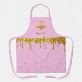 Imitate Glitzer Tropfen Bienenkönigin auf rosa Schürze (Vorderseite)