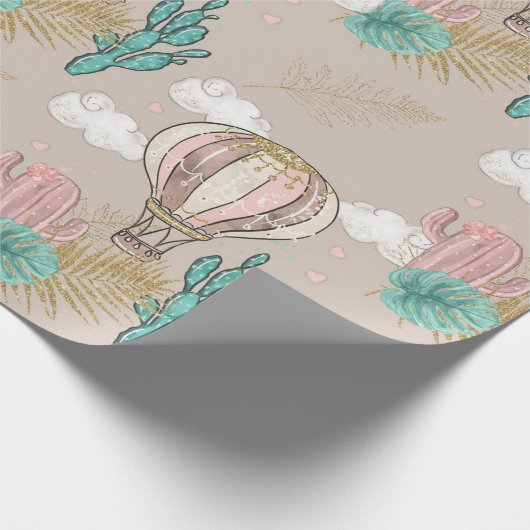 Imitate Glitzer Tropische Wüste Geschenkpapier (Ecke)