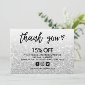 Imitate Glitzer Vielen Dank für die Medieneinlage Einladung (Stehend Vorderseite)