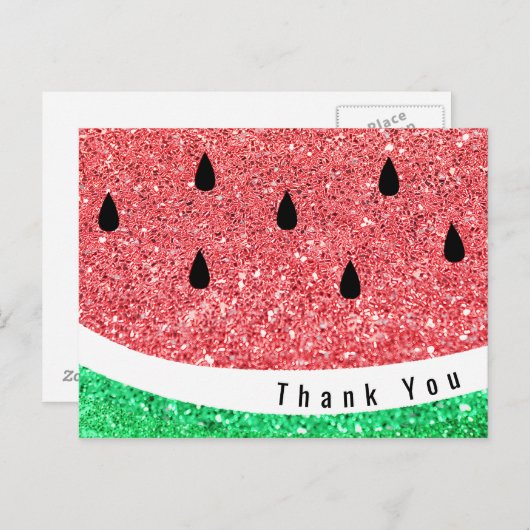 Imitate Glitzer Wassermelon Slice vielen Dank Postkarte (Vorne/Hinten)
