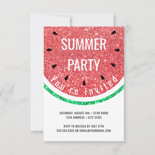 Imitate Glitzer Wassermelone Party Einladung (Vorderseite)