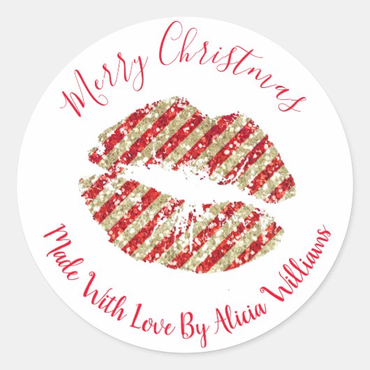 Imitate Glitzer Weihnachts-hausgemachte handgemach Runder Aufkleber (Vorderseite)