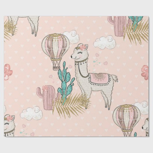Imitate Glitzer Wüste Steampunk Llama Geschenkpapier (Flach)
