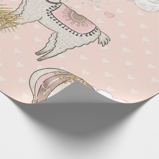 Imitate Glitzer Wüste Steampunk Llama Geschenkpapier (Ecke)