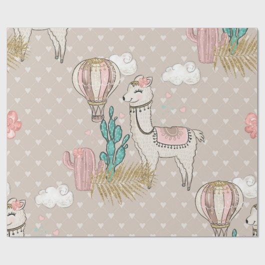 Imitate Glitzer Wüste Steampunk Llama Geschenkpapier (Flach)