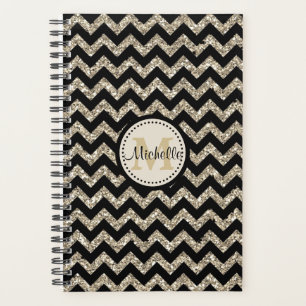 Imitate Glitzer Zickzack Gold Monogram Planer