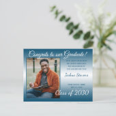 Imitate Glossy Aquamarin Blue Abschluss Ankündigun Postkarte (Stehend Vorderseite)