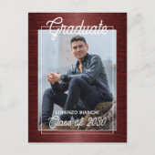 Imitate Glossy Dark Red Black Abschluss Ankündigun Postkarte (Vorderseite)