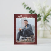 Imitate Glossy Dark Red Black Abschluss Ankündigun Postkarte (Stehend Vorderseite)