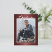 Imitate Glossy Dark Red Black Abschluss Ankündigun Postkarte (Stehend Vorderseite)