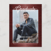 Imitate Glossy Dark Red Black Abschluss Ankündigun Postkarte (Vorderseite)