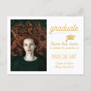 Imitate Gold ABSCHLUSS SAVE THE DATE FOTO Postkarte