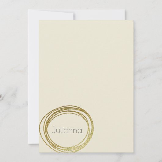 Imitate Gold Abstrakt Circle Design Elfenbeincreme Mitteilungskarte (Vorderseite)