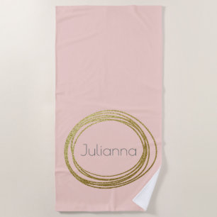 Imitate Gold Abstrakt Circle Design mit Name Rosa Strandtuch