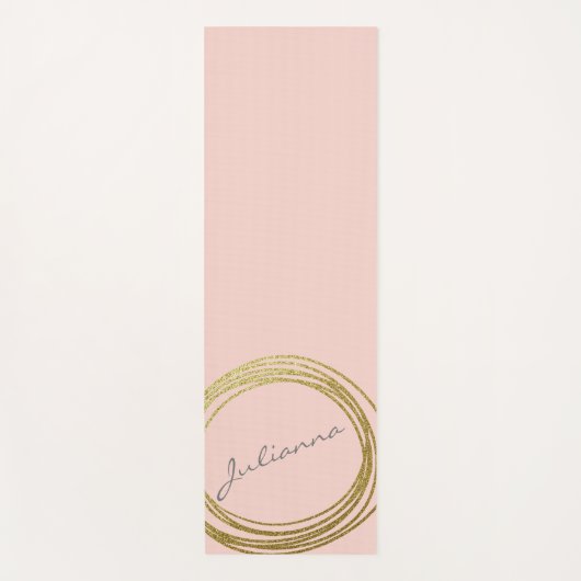 Imitate Gold Abstrakt Circle Design mit Name Rosa Yogamatte (Vorderseite)