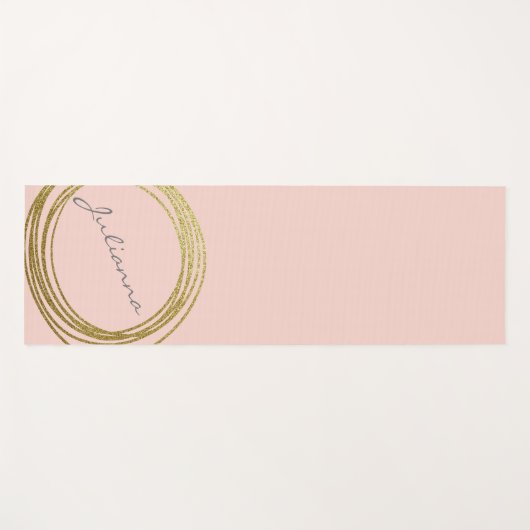 Imitate Gold Abstrakt Circle Design mit Name Rosa Yogamatte (Vorderseite (Horizontal))