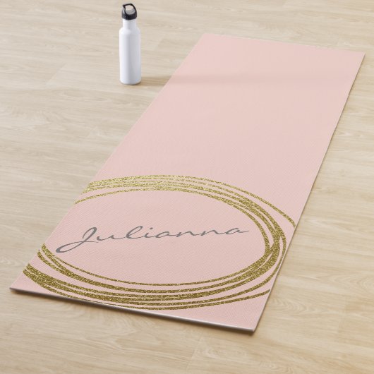 Imitate Gold Abstrakt Circle Design mit Name Rosa Yogamatte (Beispiel)