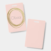 Imitate Gold Abstrakt Circle Design mit Namen Ausweis (Vorder- & Rückseite)