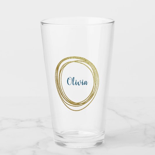 Imitate Gold Abstrakt Circle Design mit Namen Glas (Vorderseite)