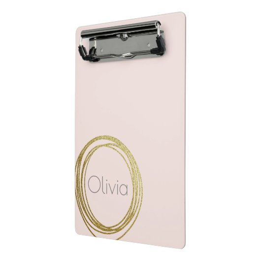 Imitate Gold Abstrakt Circle Design mit Namen Mini Klemmbrett (Gewinkelt2)