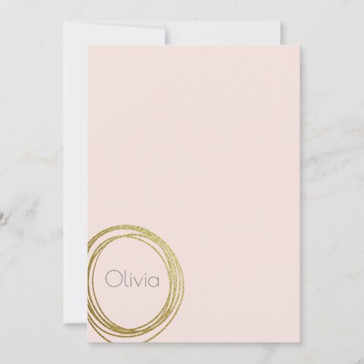 Imitate Gold Abstrakt Circle Design mit Namen Mitteilungskarte (Vorderseite)