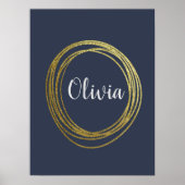 Imitate Gold Abstrakt Circle Design mit Namen Poster (Vorne)