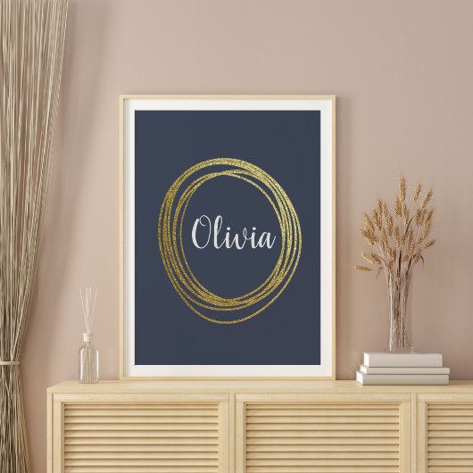 Imitate Gold Abstrakt Circle Design mit Namen Poster