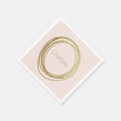 Imitate Gold Abstrakt Circle Design mit Namen Serviette (Ecke)