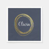 Imitate Gold Abstrakt Circle Design mit Namen Serviette (Vorderseite)