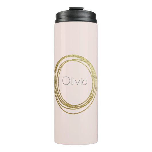 Imitate Gold Abstrakt Circle Design mit Namen Thermosbecher (Vorderseite)