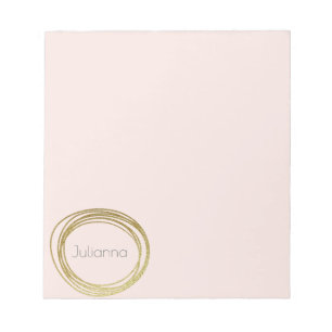 Imitate Gold Abstrakt Circle Design Rosa Name Notizblock
