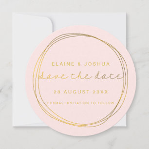 Imitate Gold Abstrakt Scribble Circle Blush & Gold Save The Date