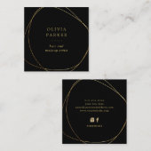Imitate Gold Abstrakter Kreis| Schwarz Quadratische Visitenkarte (Vorne/Hinten)