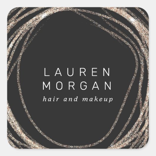 Imitate Gold abstraktes Logo Moderne Monogramm Auf Quadratischer Aufkleber (Vorderseite)