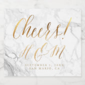 Imitate Gold Ampersand, A-Z Monogramm Marmor Schaumweinetikett (Einzelnes Label)