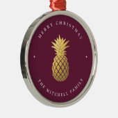 Imitate Gold Ananas auf Burgund | Weihnachten Ornament Aus Metall (Rechts)