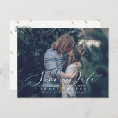 Imitate Gold Ananas Foto Save the Date Postkarte (Vorne/Hinten)