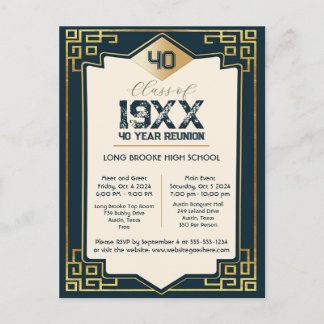 Imitate Gold Art Deco 40 Jahre High School Wieders Postkarte