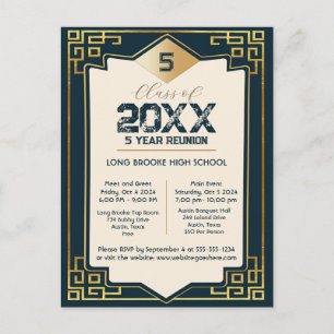 Imitate Gold Art Deco 5 Jahre High School Wiederse Postkarte