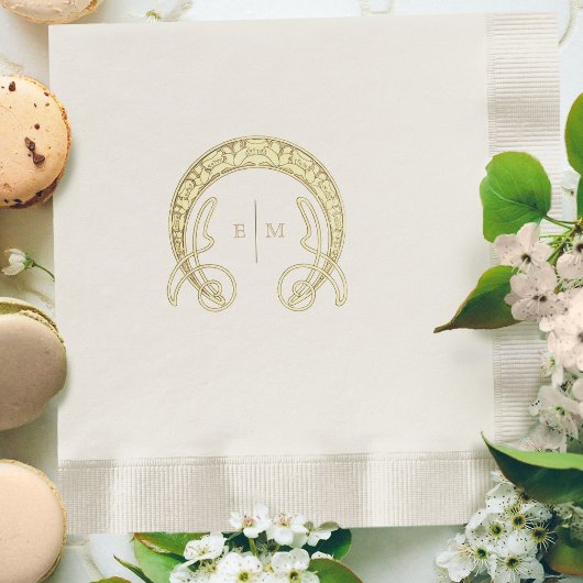 Imitate Gold Art Nouveau Mucha Monogramm erste Tab Serviette