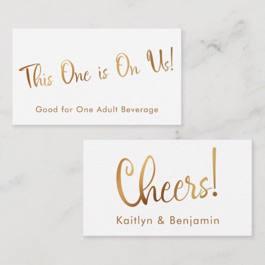Imitate Gold auf White Drinks Einhängekarten Begleitkarte (Vorne/Hinten)