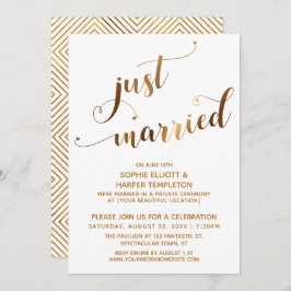 Imitate Gold auf White Just Married Post Wedding E Einladung