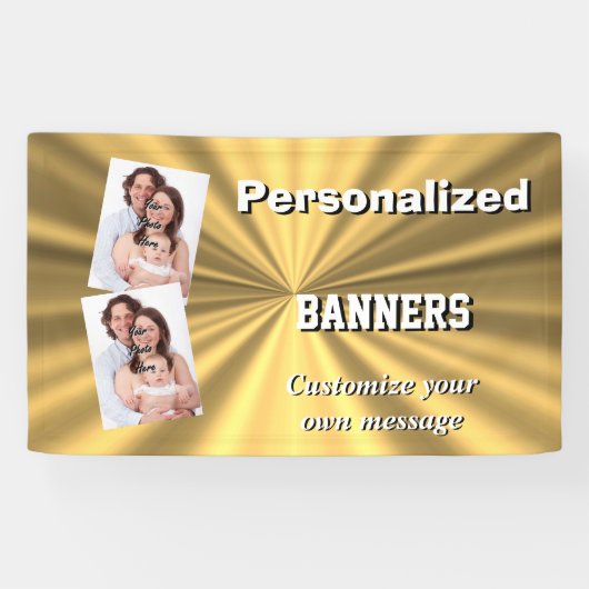 Imitate Gold aus goldfarbenem Metall Banner (Horizontal)