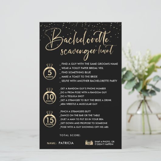 Imitate Gold Black Bachelorette Scavenger Jagdspie (Stehend Vorderseite)