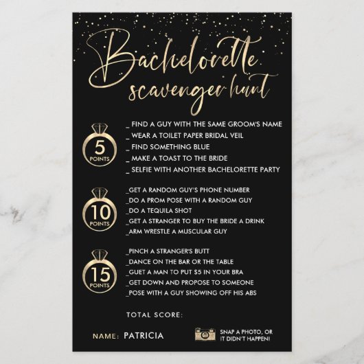 Imitate Gold Black Bachelorette Scavenger Jagdspie (Vorderseite)