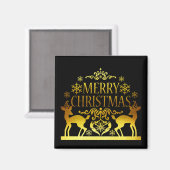 Imitate Gold Black Frohe Weihnachtsmagnet Magnet (Vorderseite/Rückseite)