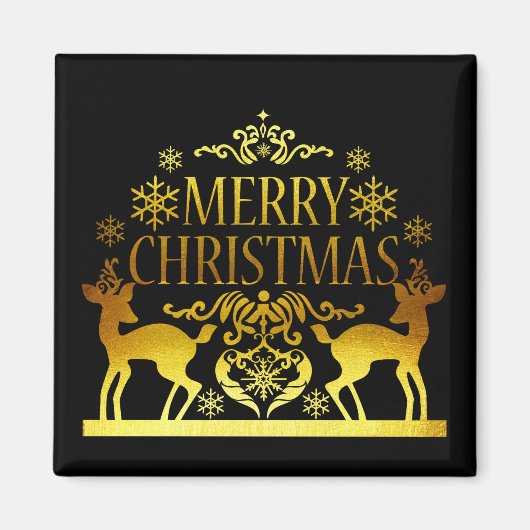 Imitate Gold Black Frohe Weihnachtsmagnet Magnet (Vorne)