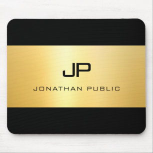 Imitate Gold Black Modern Monogram Template Mousepad