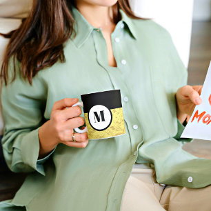 Imitate Gold Black Monogram Erstkaffee-Tasse Kaffeetasse